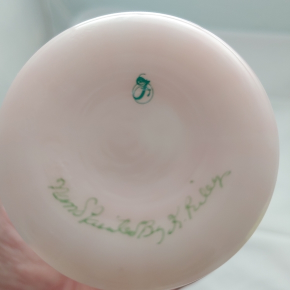 Fenton glass hand painted Rosalene floral jack in the pulpit vase - Picture 5 of 6